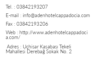 Aden Hotel Cappadocia iletiim bilgileri